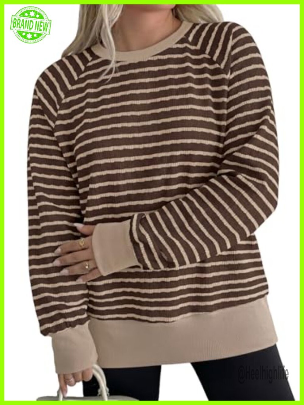 Plus Size Striped Colorblock Oversized Crewneck Sweatshirt Pullover Tops